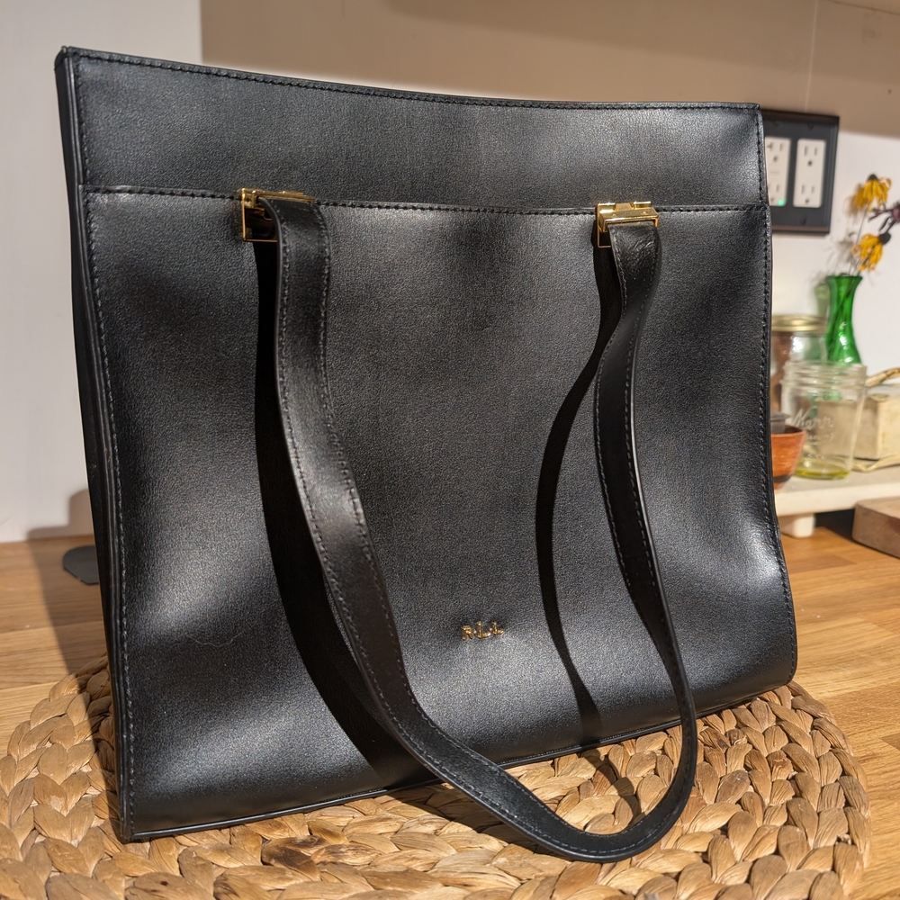 Ralph Lauren Black Leather Structured Purse